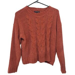 Cozy Chenille Cable Knit Sweater Crewneck Size S‎ Rust Soft Girl Warmcore Winter
